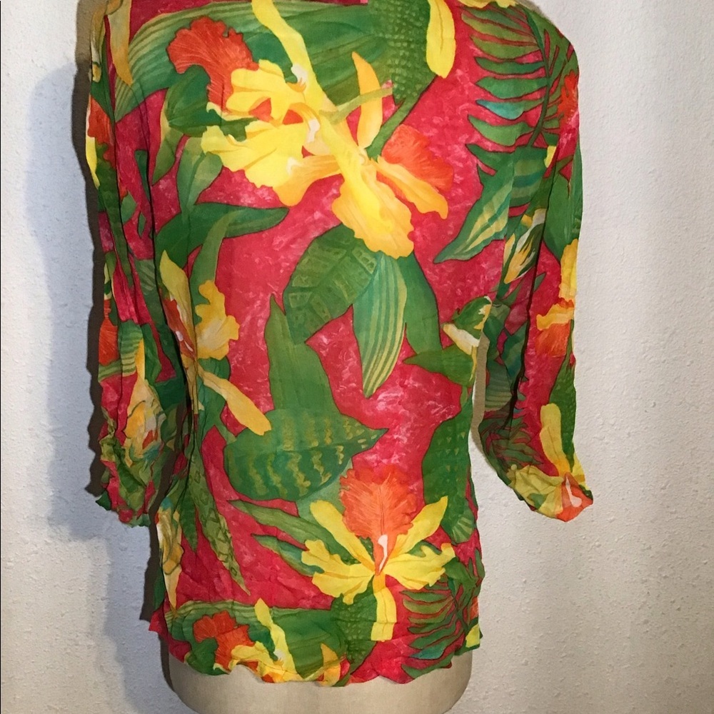 Karen Kane vintage 3/4 sleeve floral blouse size 12 petite - Picture 3 of 8